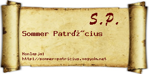 Sommer Patrícius névjegykártya